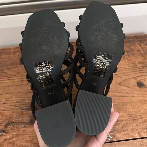 Free People Colette Cinched Heels - Black Strappy Sandals 38.5 8.5 Summer Event - Picture 8 of 9